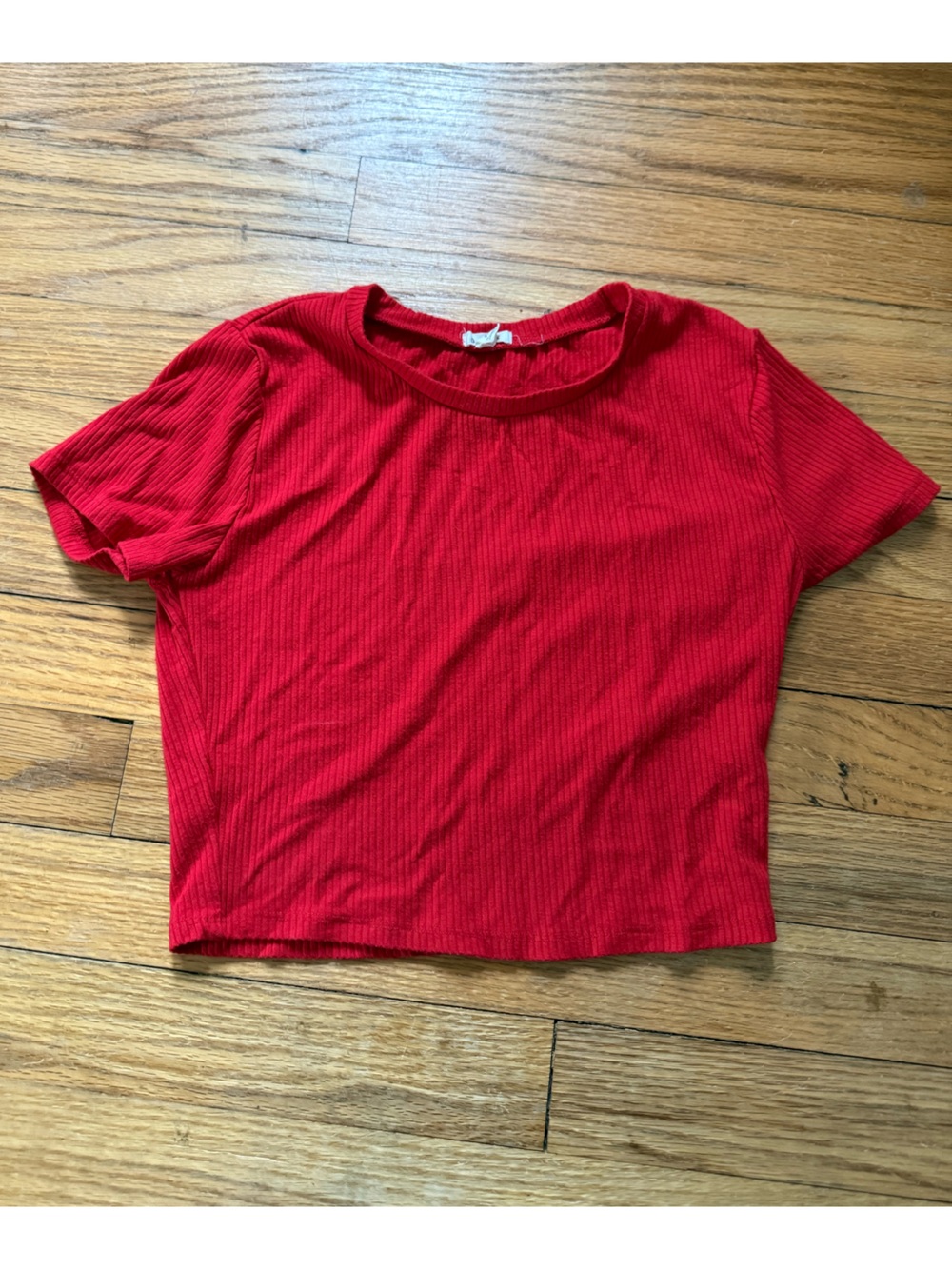 Garage Red Ribbed Crop Top